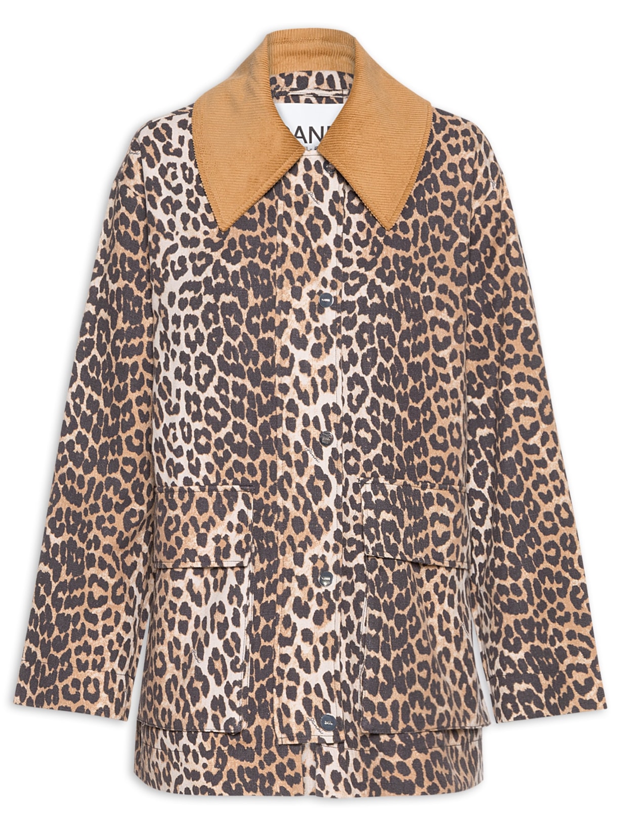 Casaco Feminino Printed Canvas Midi Jacket - Animal Print