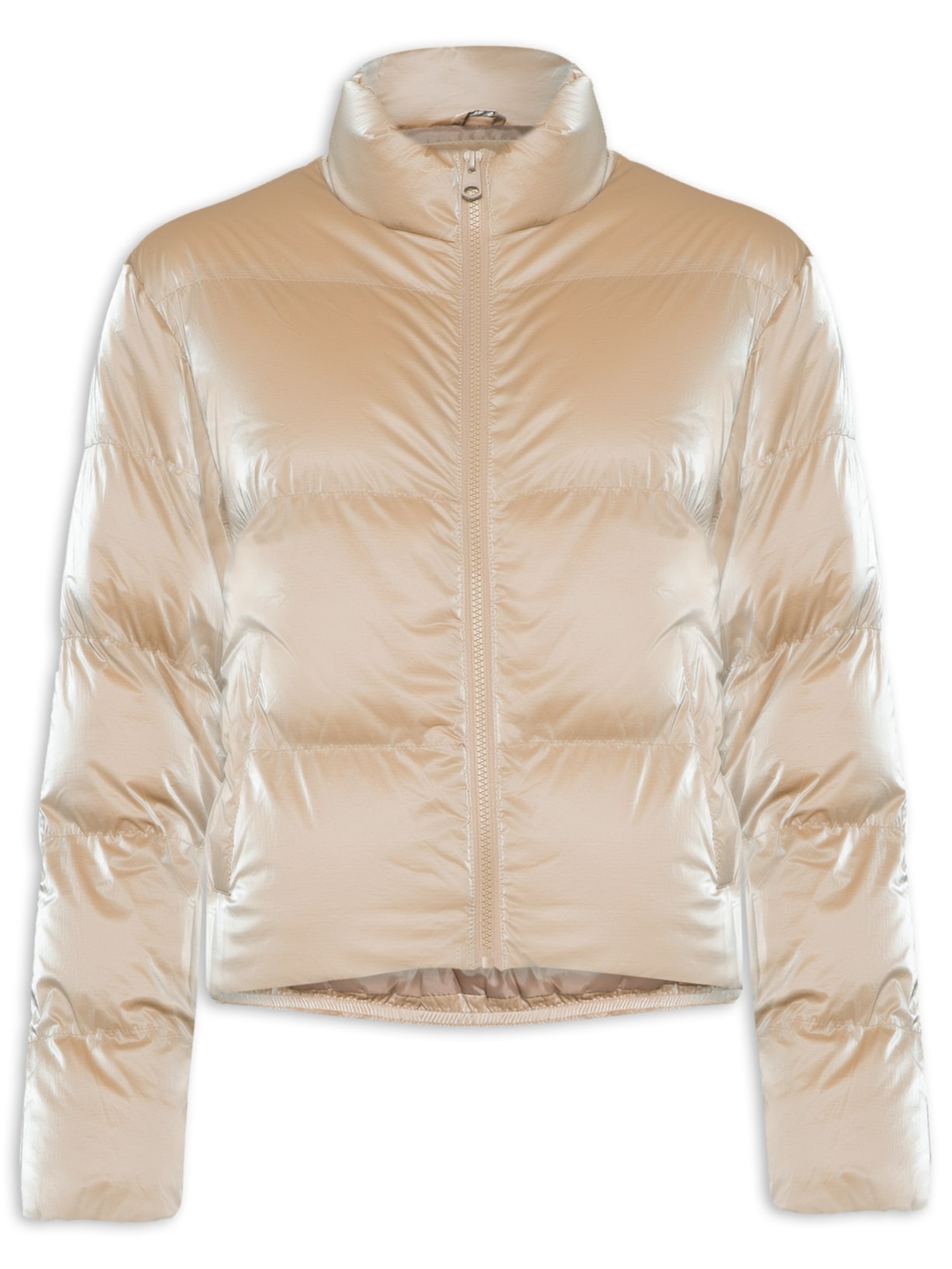 Casaco Feminino Puffer Gola Alta - Bege