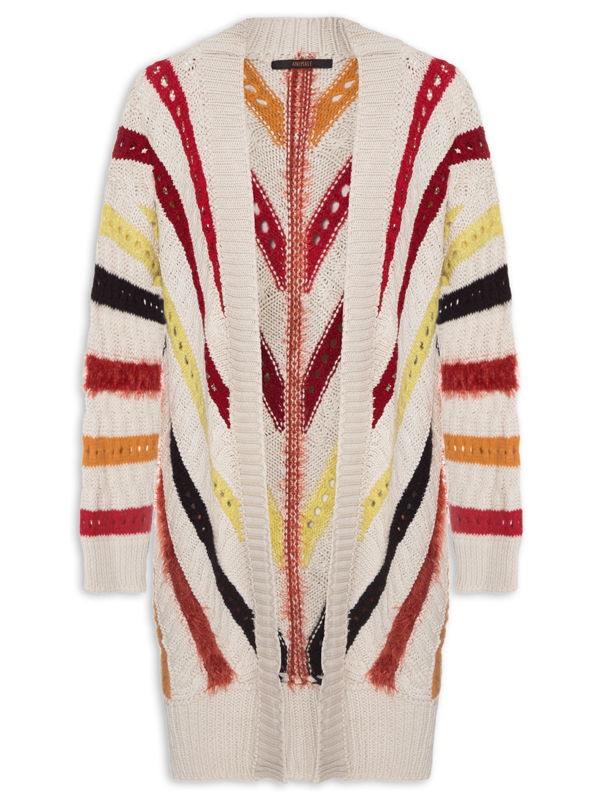Casaco Feminino Pull Listras Texturizadas Tricot - Off White