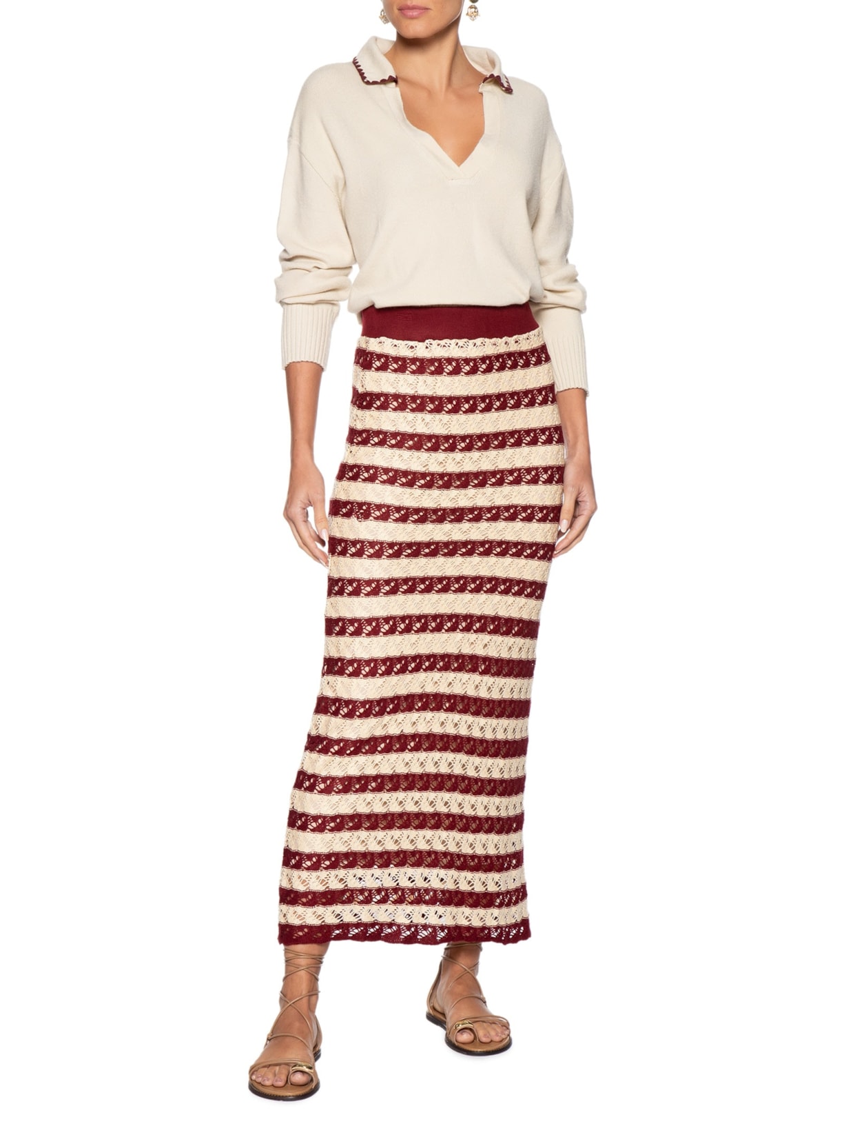 Casaco Feminino Pull Polo Tricot Off White Dress To