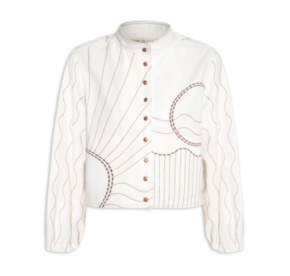 Casaco Feminino Sarja Bordado - Branco