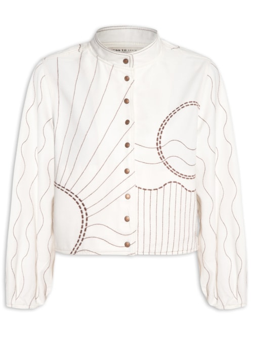 Casaco Feminino Sarja Bordado - Branco