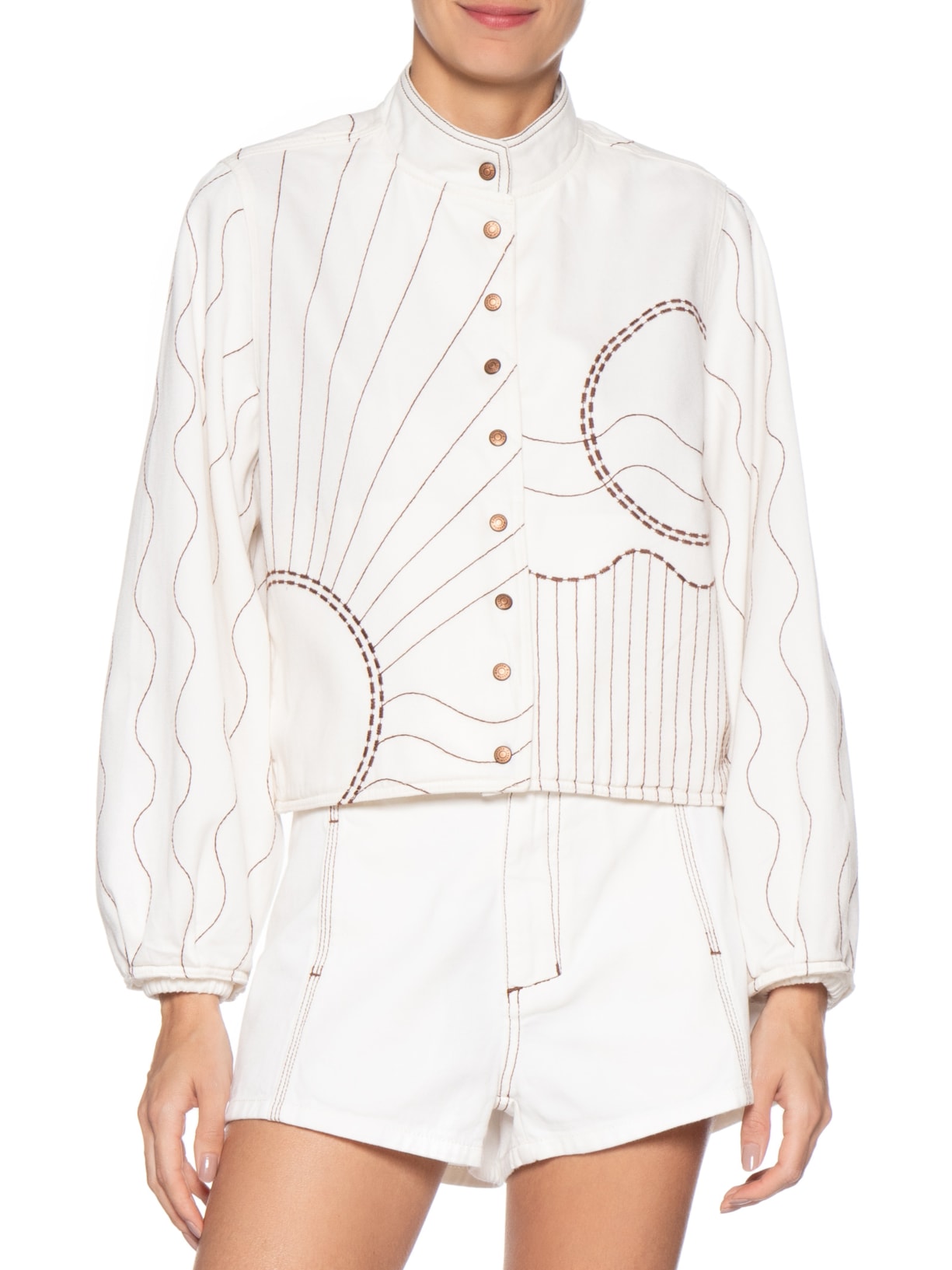Casaco Feminino Sarja Bordado Branco Dress To