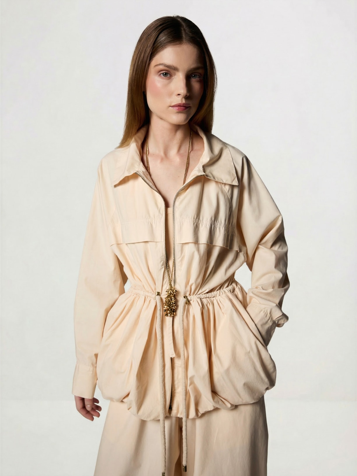 Casaco Feminino Sarja Bubble I26 Bege Mixed