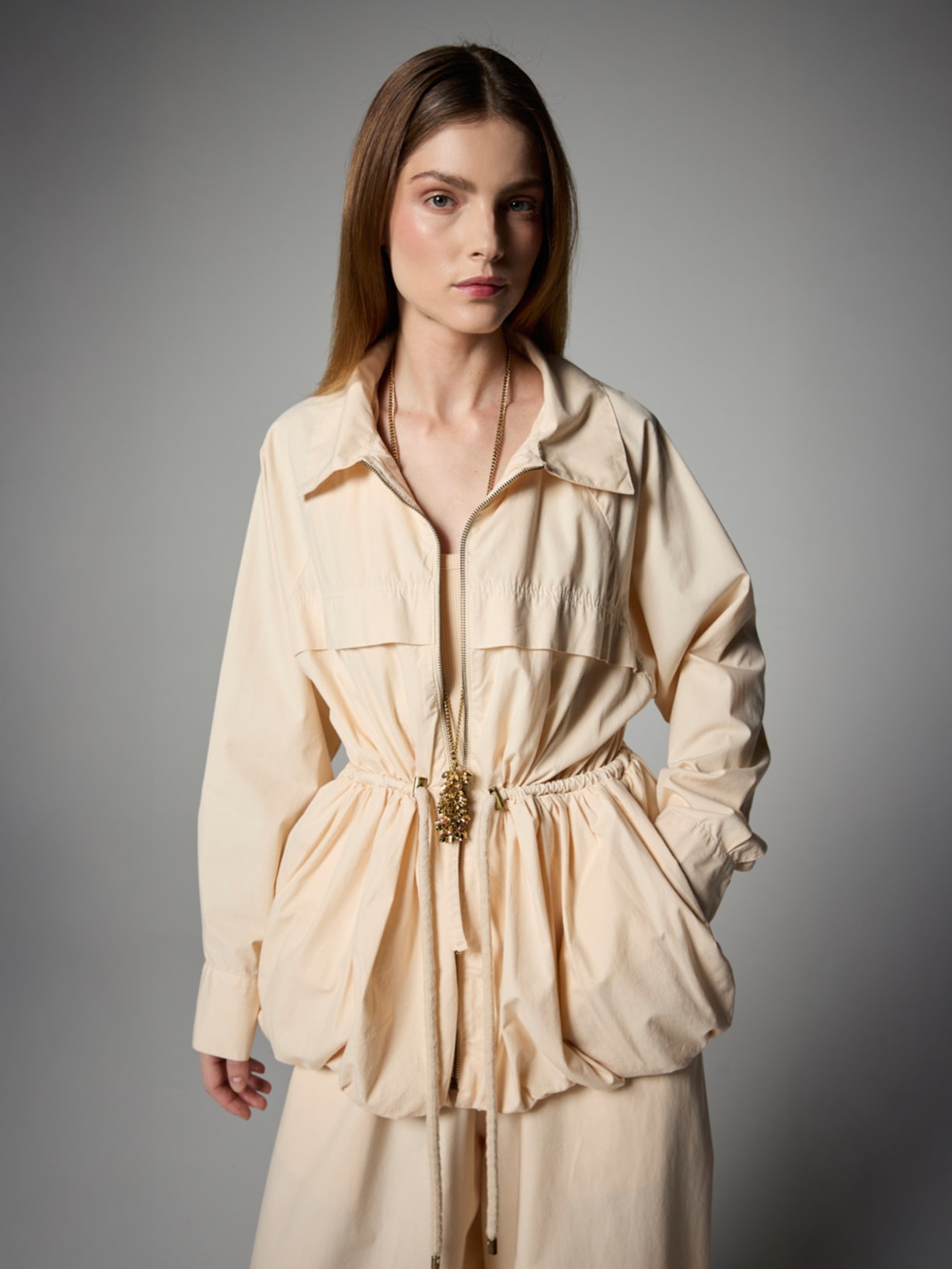 Casaco Feminino Sarja Bubble I26 Bege Mixed