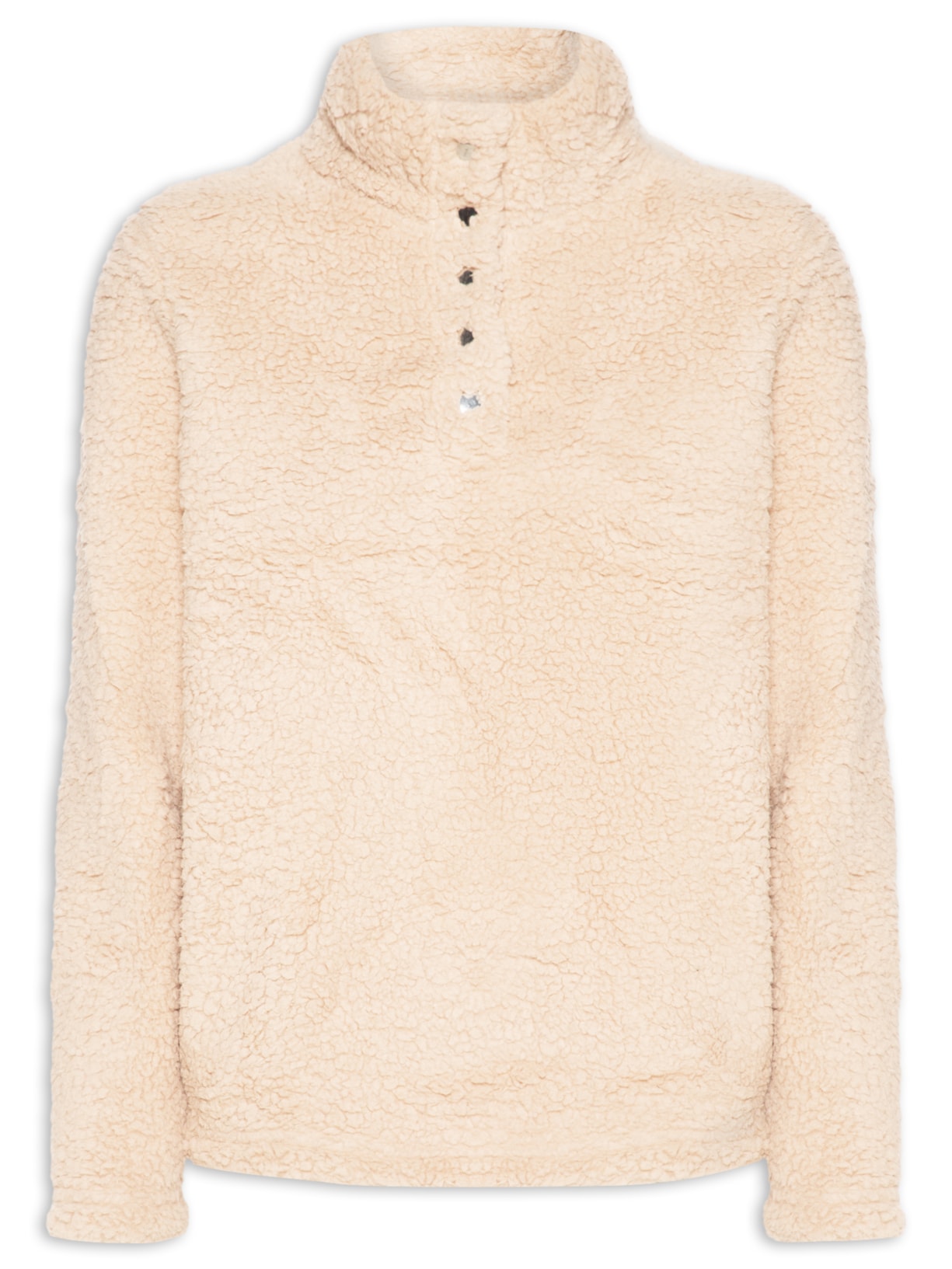 Casaco Feminino Sherpa Gola Alta - Bege