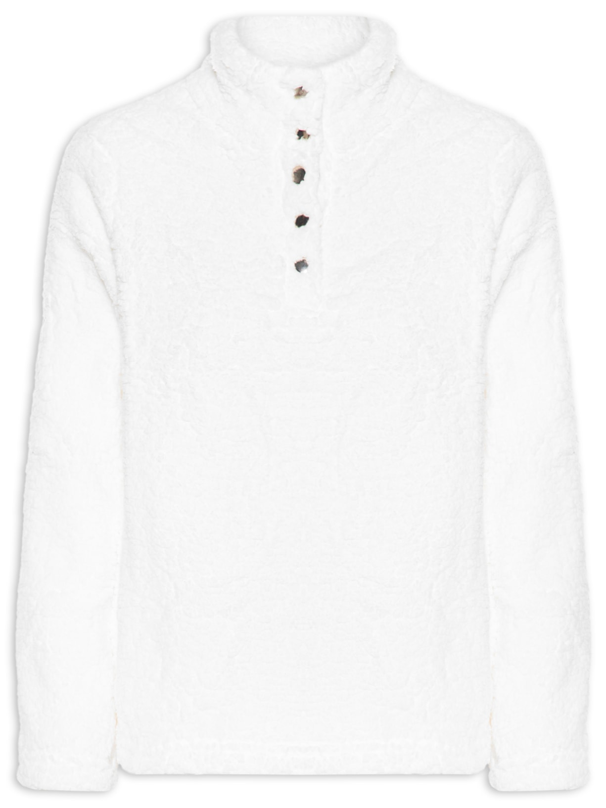 Casaco Feminino Sherpa Gola Alta - Branco