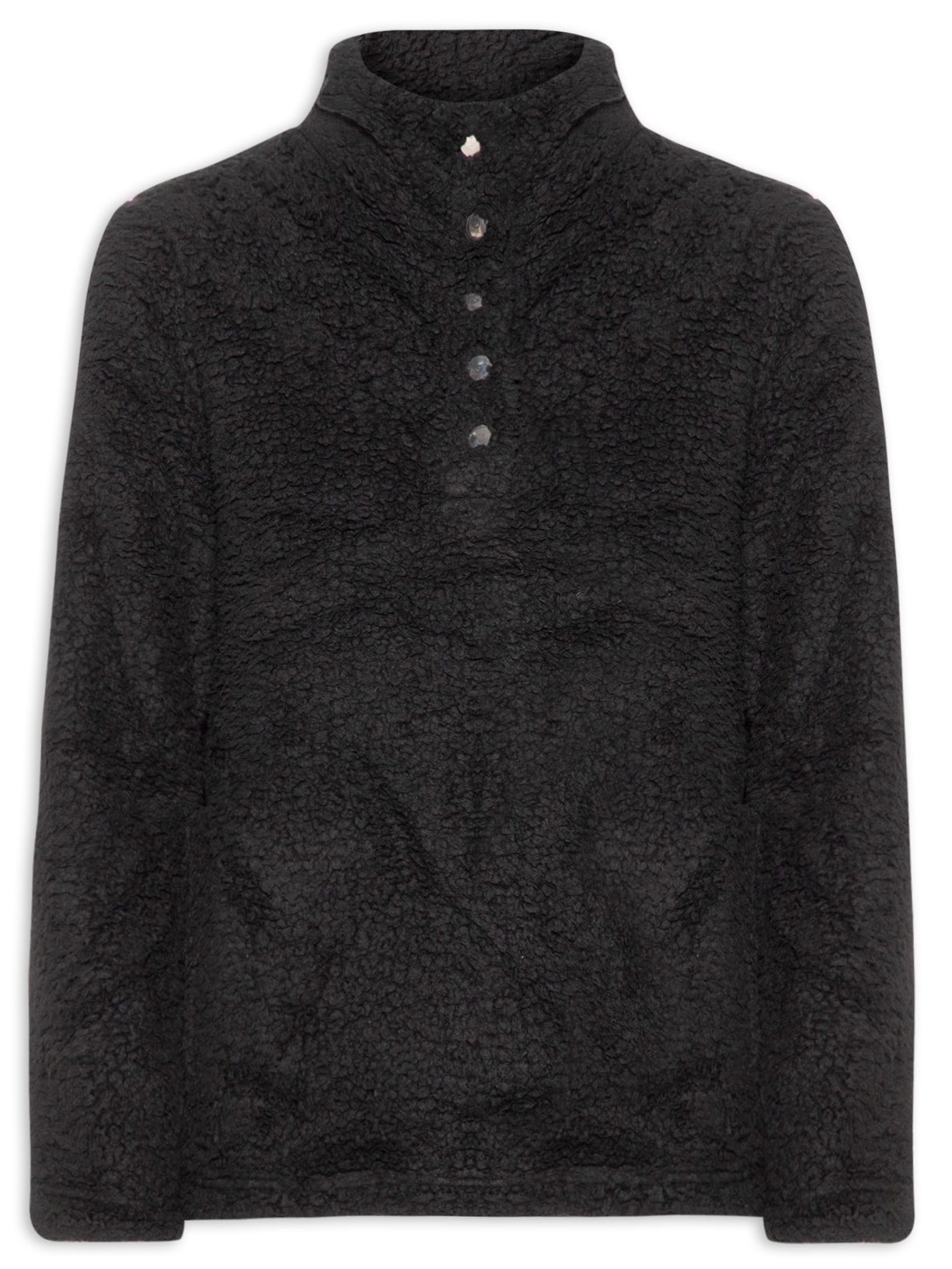 Casaco Feminino Sherpa Gola Alta - Preto