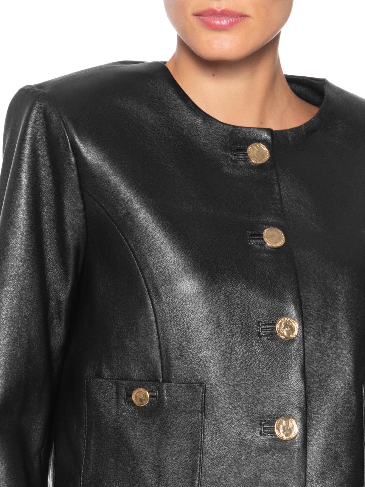 Casaco Feminino Spencer Pia Preto Carol Bassi