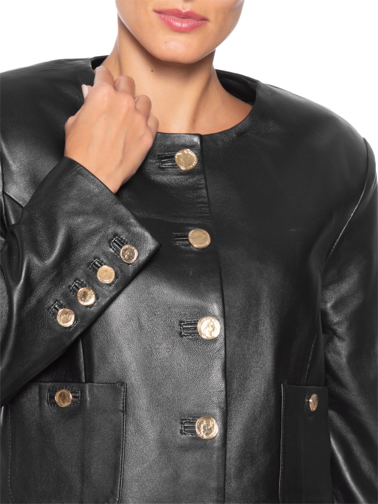 Casaco Feminino Spencer Pia Preto Carol Bassi