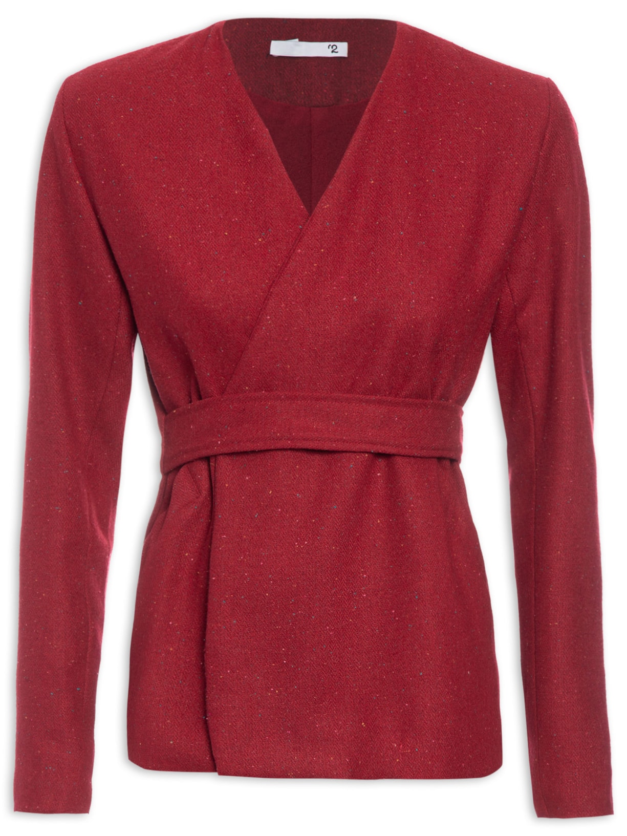 Casaco Feminino Transpassado Com Cinto - Vermelho