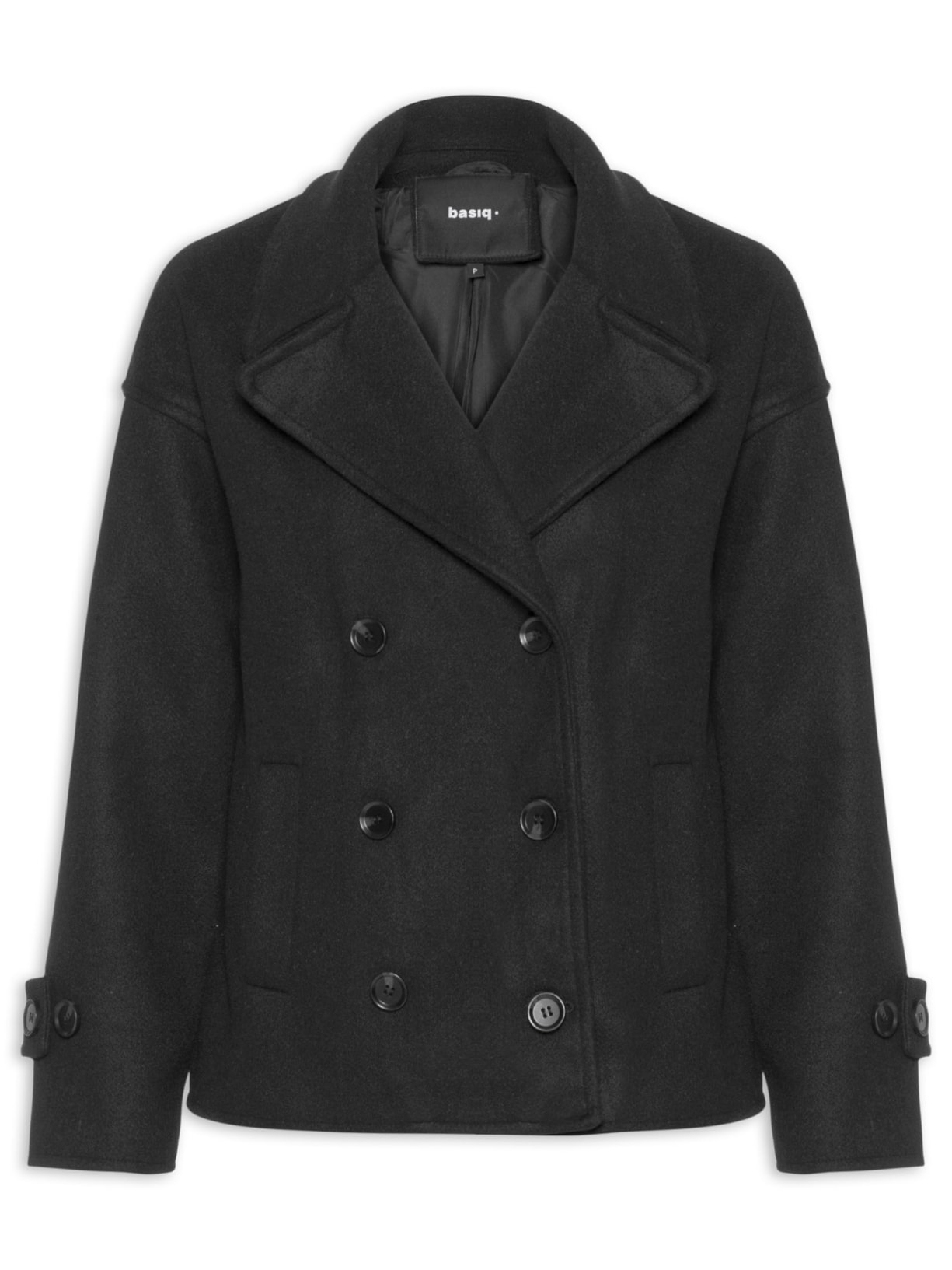 Casaco Feminino Transpasse Duplo - Preto