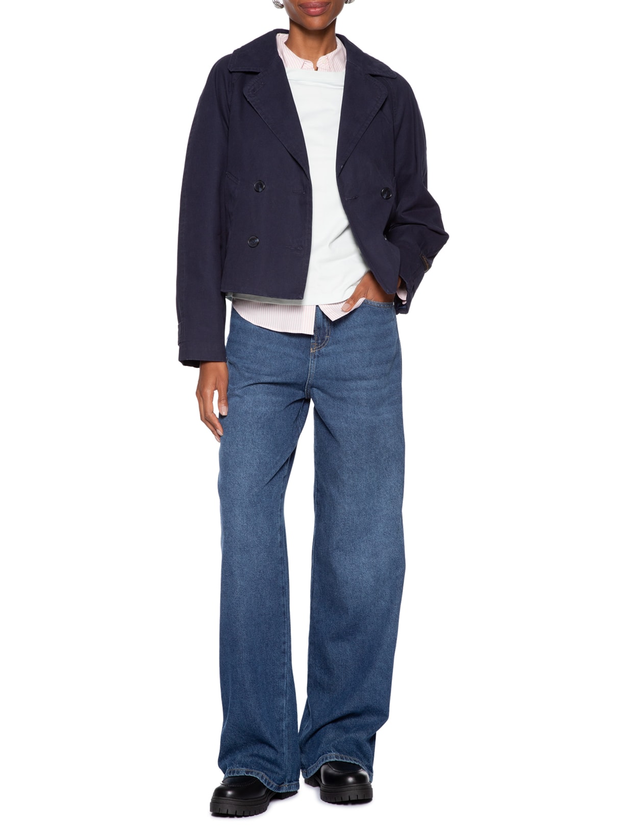 Casaco Feminino Trench Coat Bree Crop Swing Azul Levi's