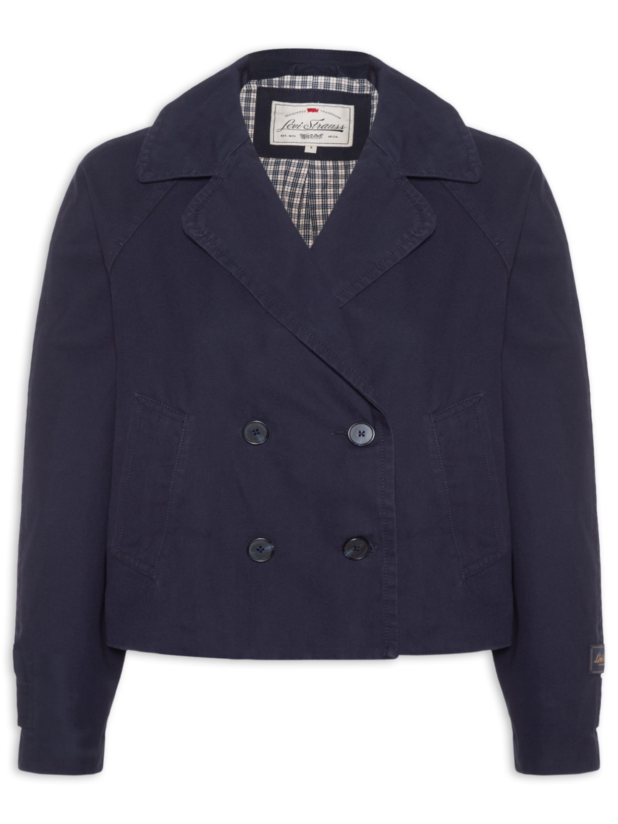 Casaco Feminino Trench Coat Bree Crop Swing Azul Levi's