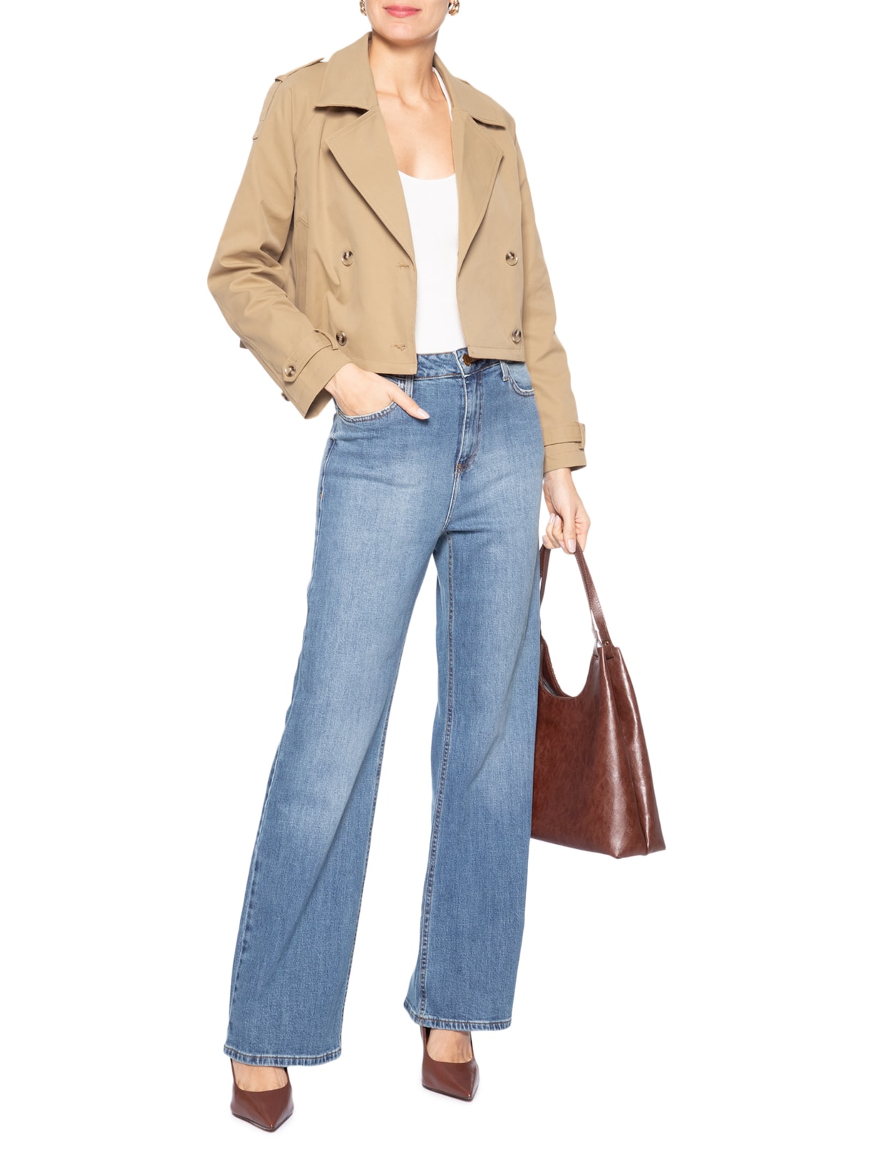 Casaco Feminino Trench Coat Curto Bege '2Essential