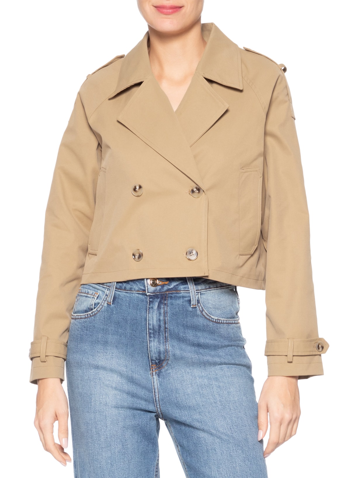 Casaco Feminino Trench Coat Curto Bege '2Essential