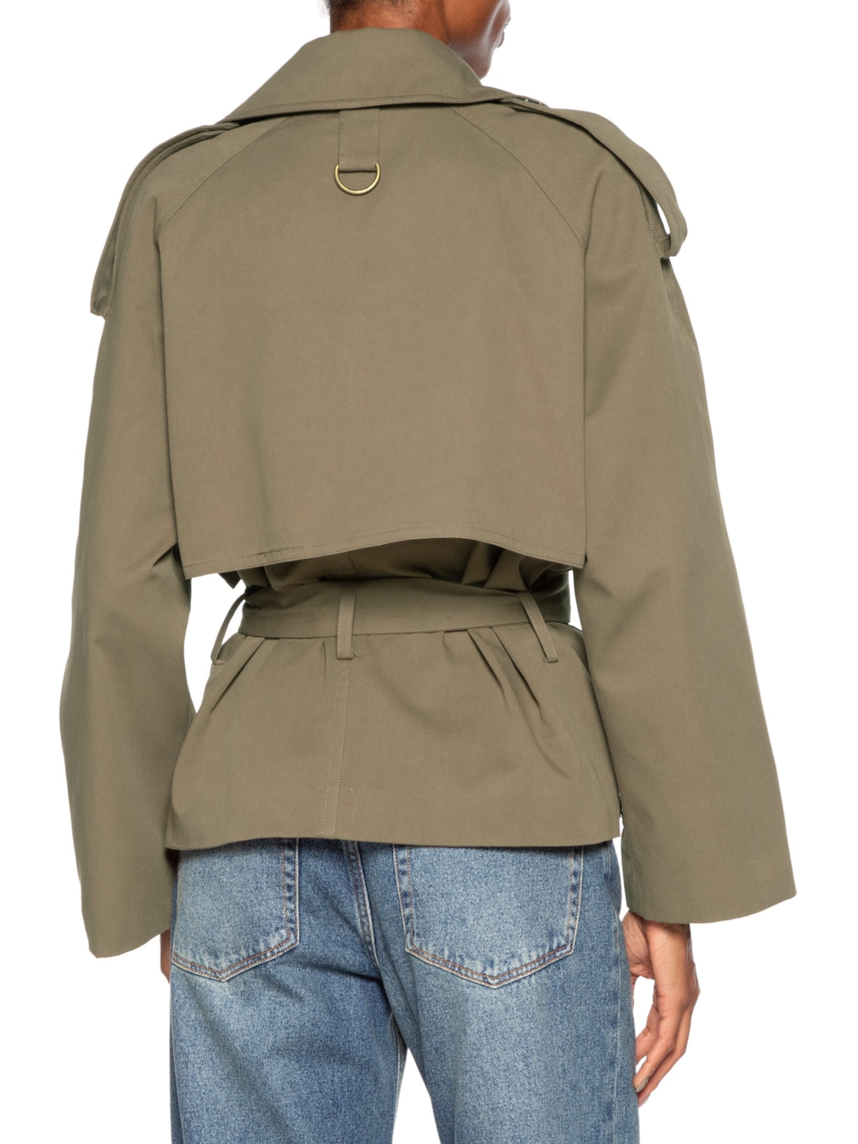 Casaco Feminino Trench Coat Curto Com Cinto Verde Animale Jeans