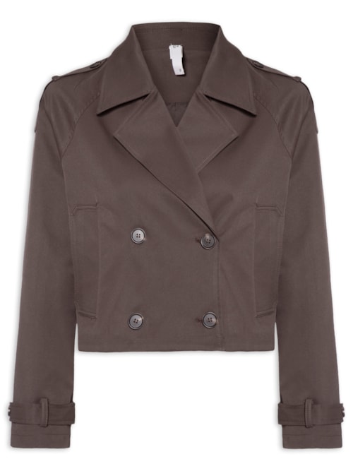 Casaco Feminino Trench Coat Curto - Marrom