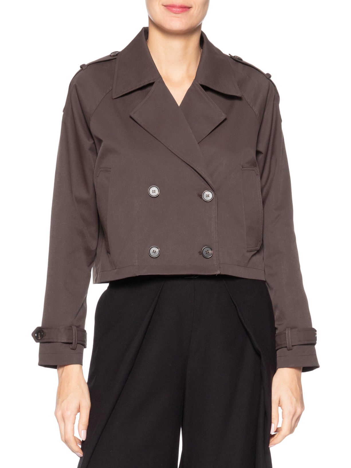 Casaco Feminino Trench Coat Curto Marrom '2Essential