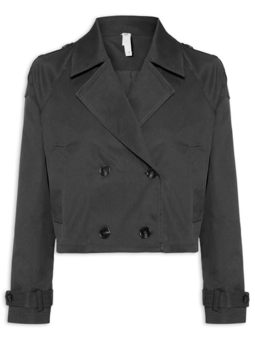 Casaco Feminino Trench Coat Curto - Preto