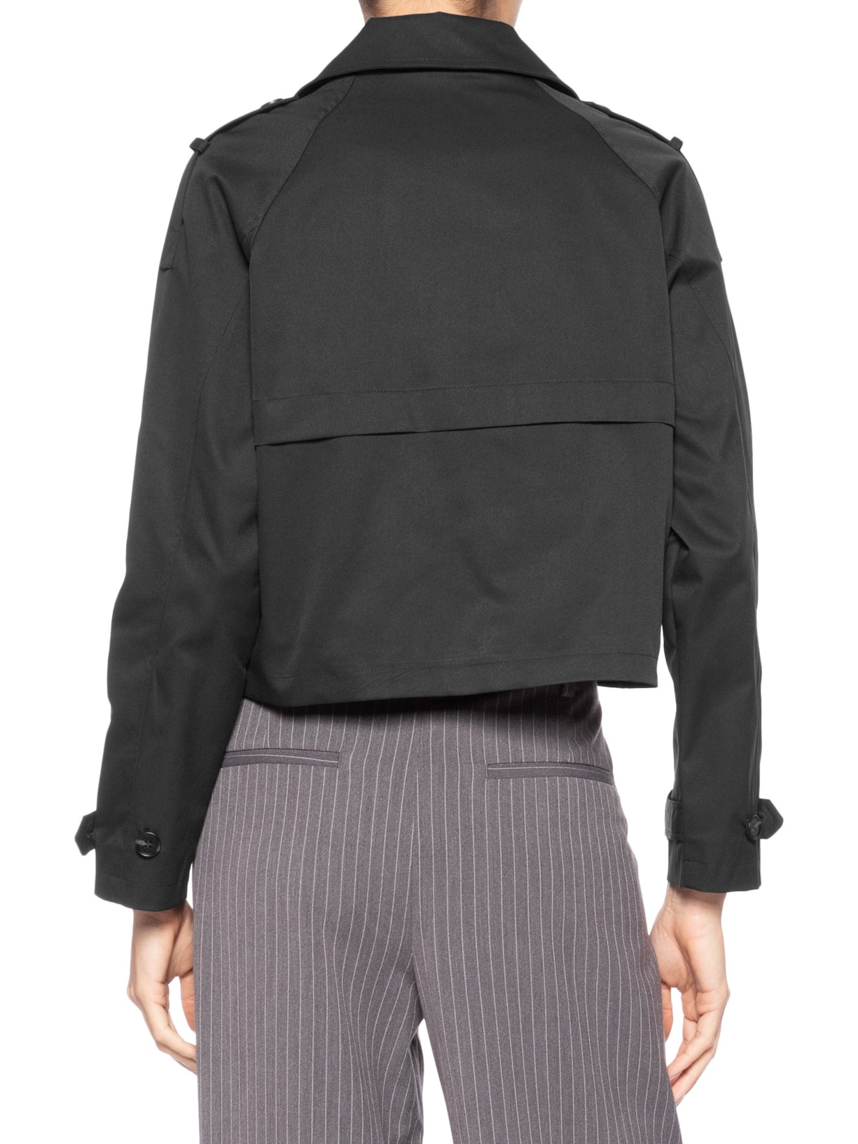 Casaco Feminino Trench Coat Curto Preto '2Essential