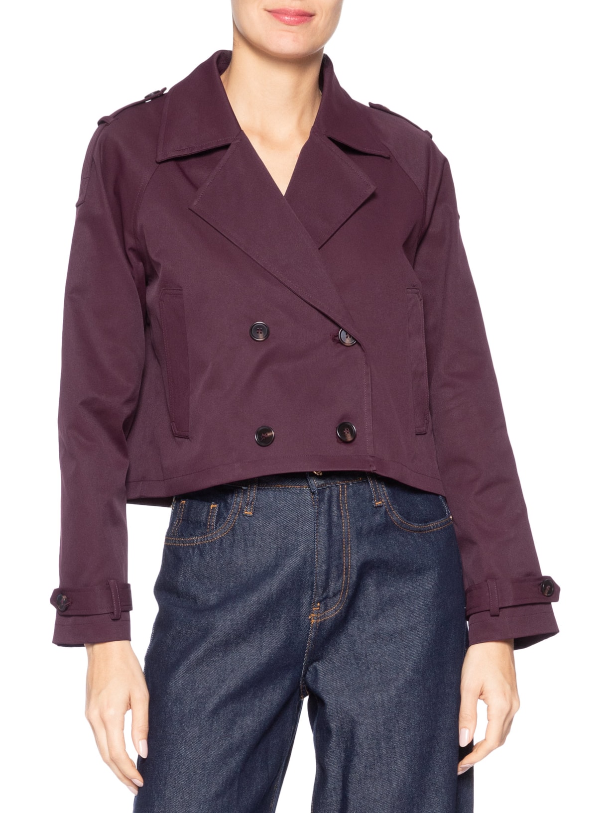Casaco Feminino Trench Coat Curto Vermelho '2Essential