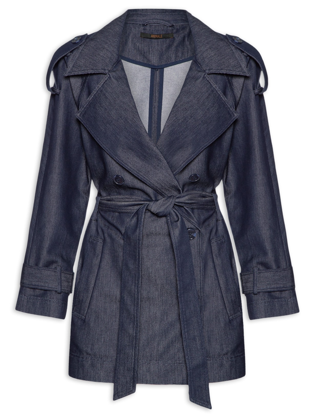 Casaco Feminino Trench Coat Jeans - Azul