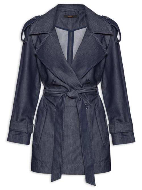 Casaco Feminino Trench Coat Jeans - Azul