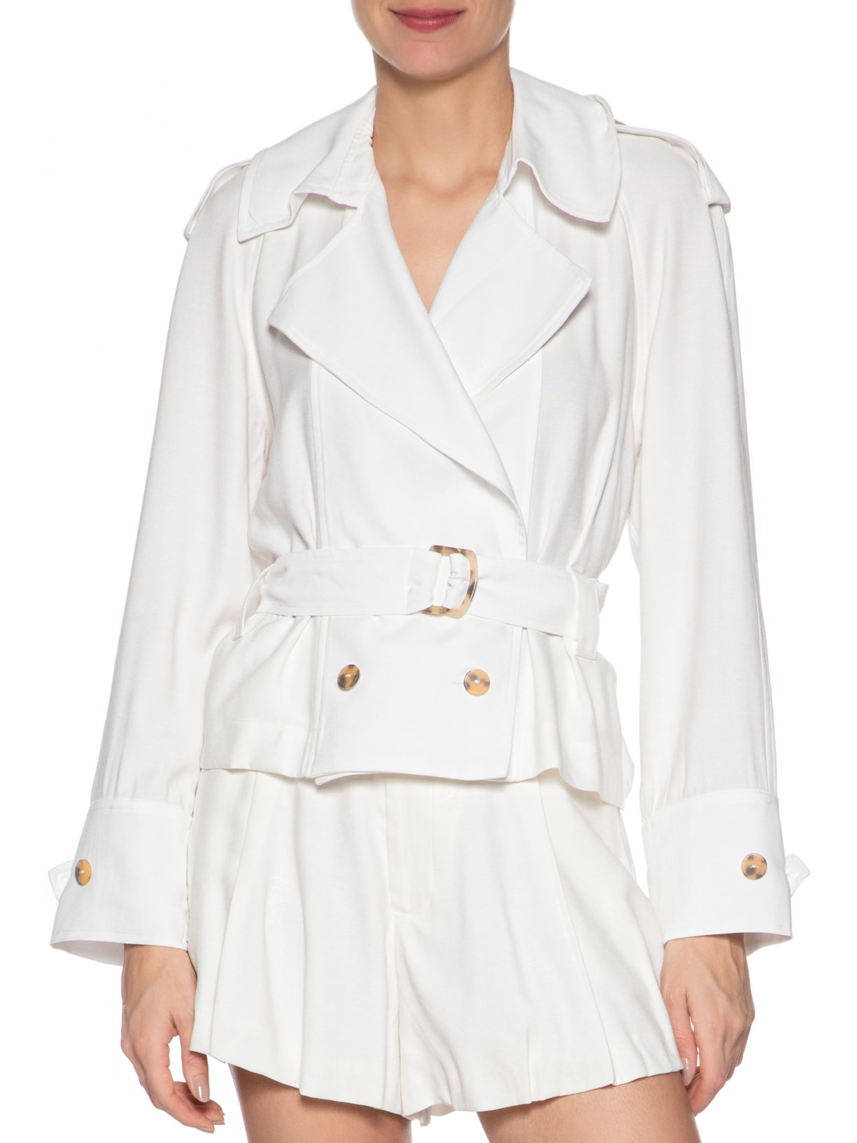 Casaco Feminino Trench Coat Leve Branco Animale Jeans