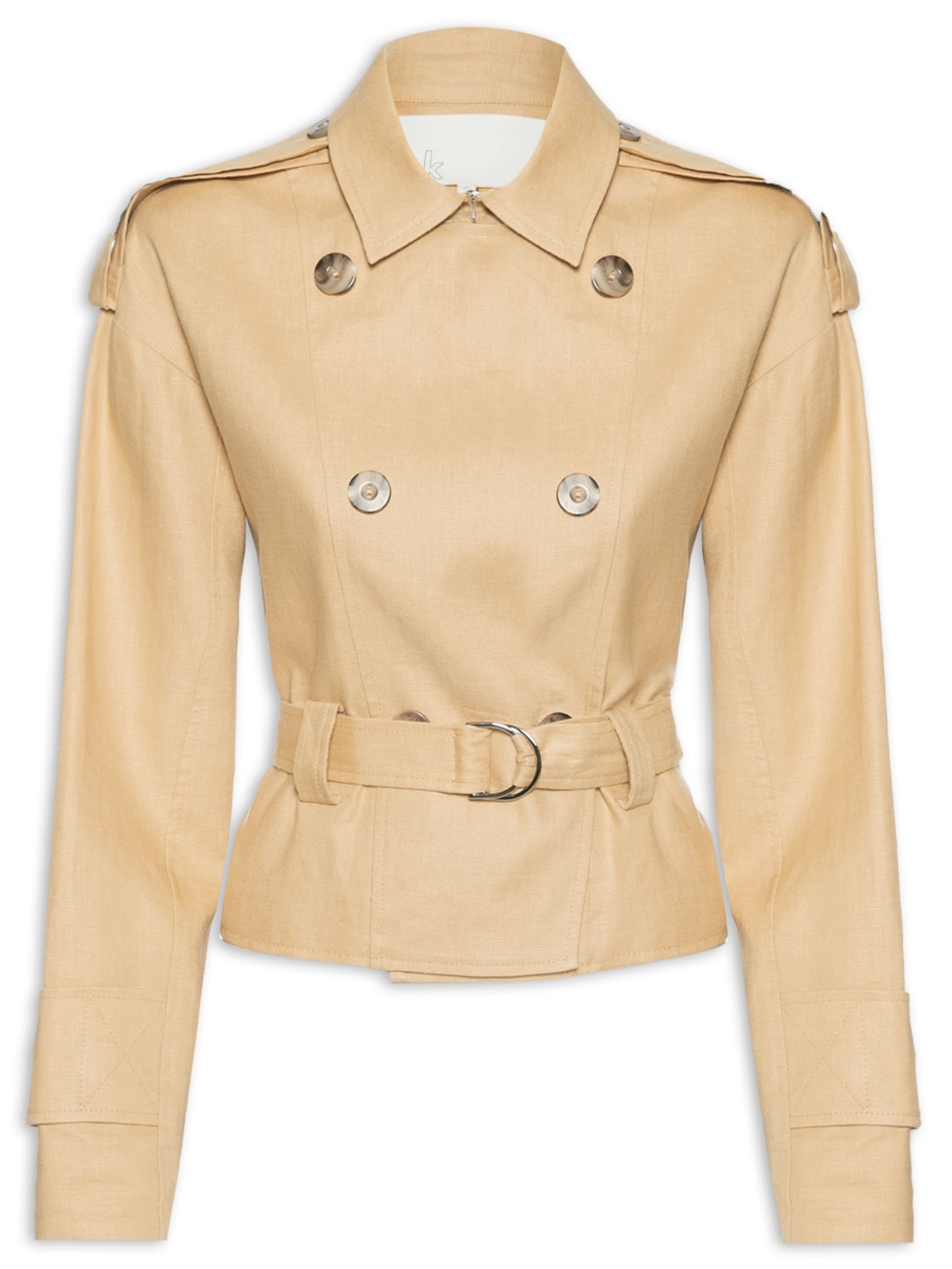 Casaco Feminino Trench Coat Linho Hevy Malasia - Bege