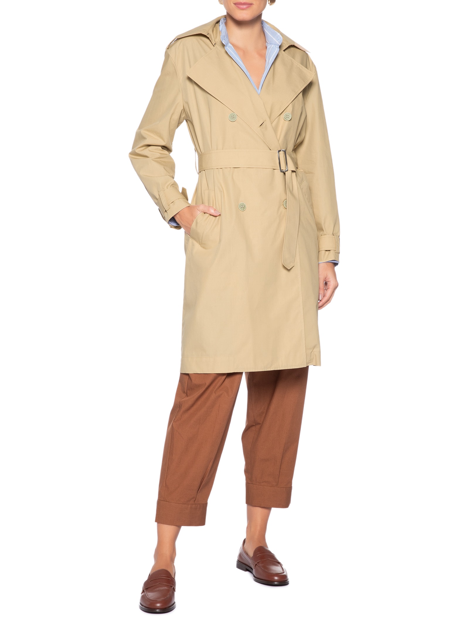 Casaco Feminino Trench Coat Oversized Martingale - Bege - Andrea