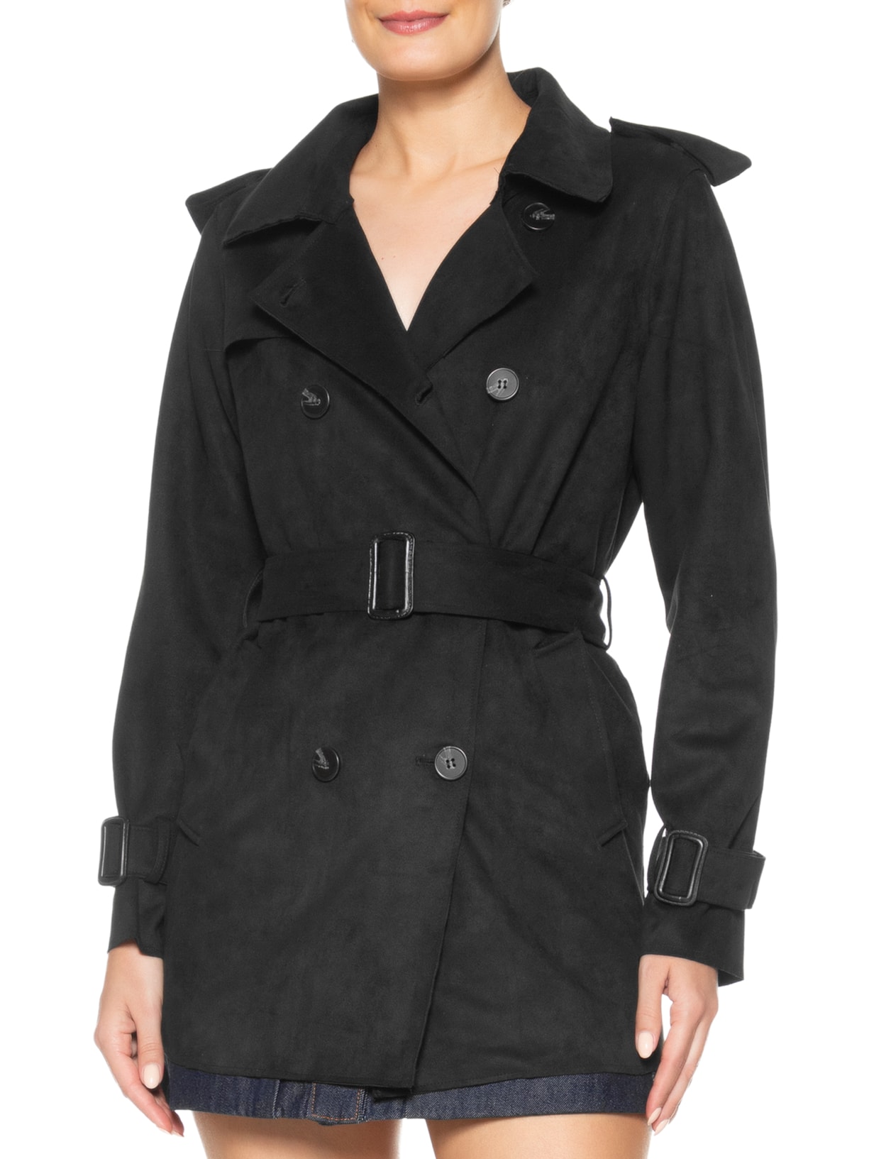 Casaco Feminino Trench Coat Preto Market 33