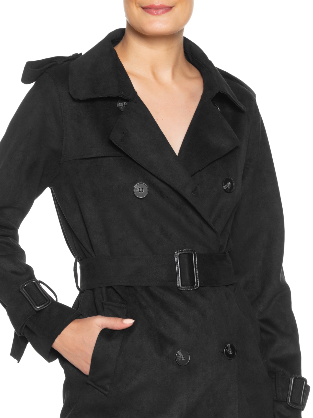 Casaco Feminino Trench Coat Preto Market 33
