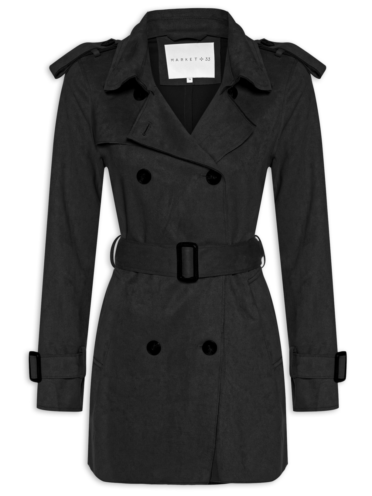 Casaco Feminino Trench Coat Preto Market 33
