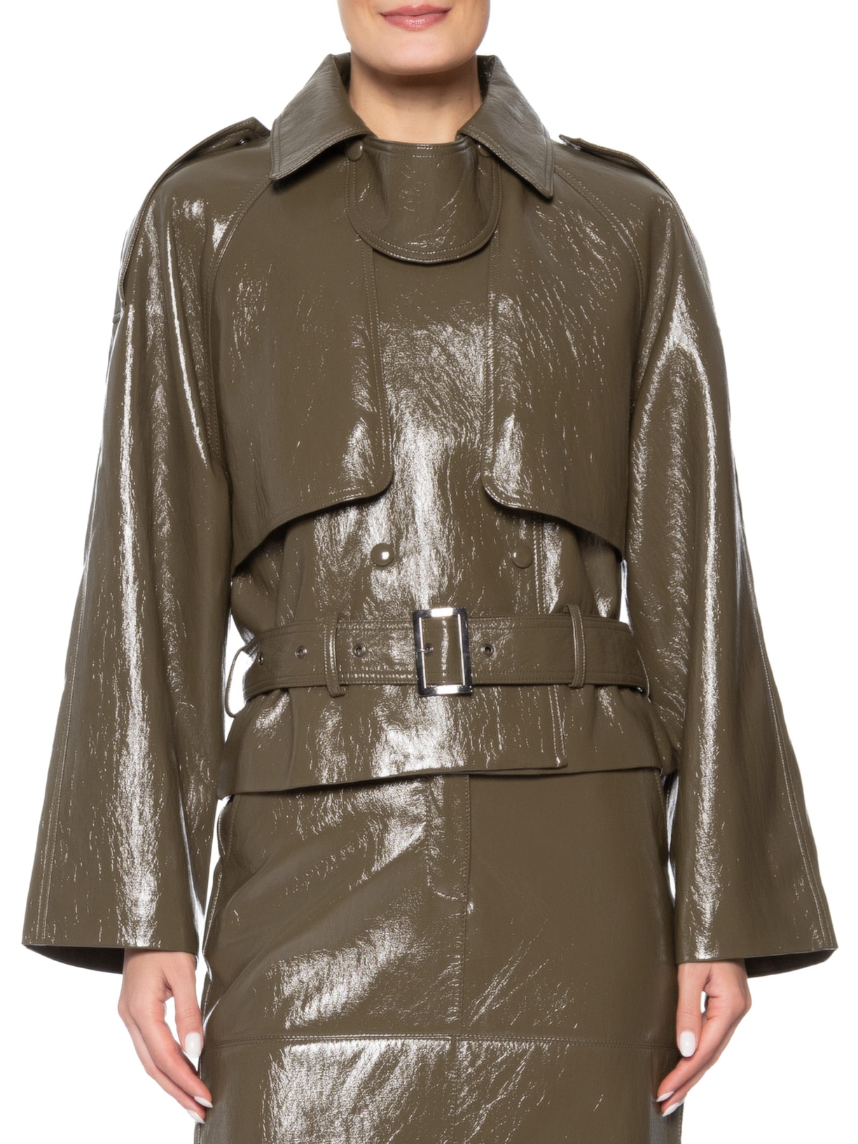 Casaco Feminino Trench Coat Tess Vinil Verde Bo.bô + Helena Barbero