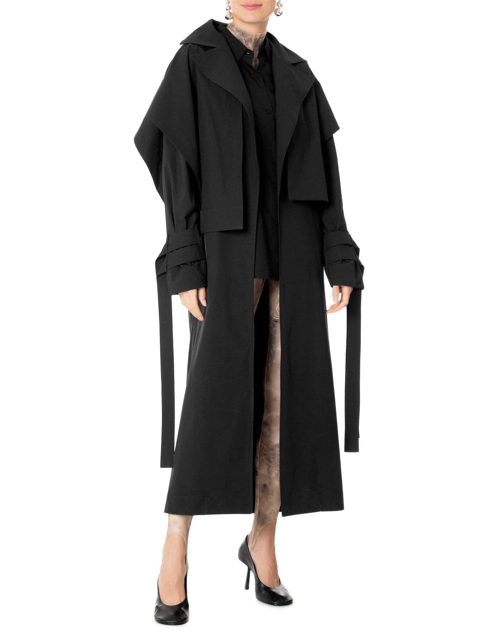 Francesca - Casaco Feminino Trench Coat Veil - Preto