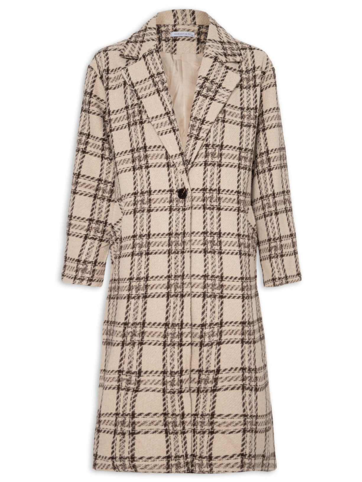 Casaco Feminino Trench Coat Xadrez - Bege