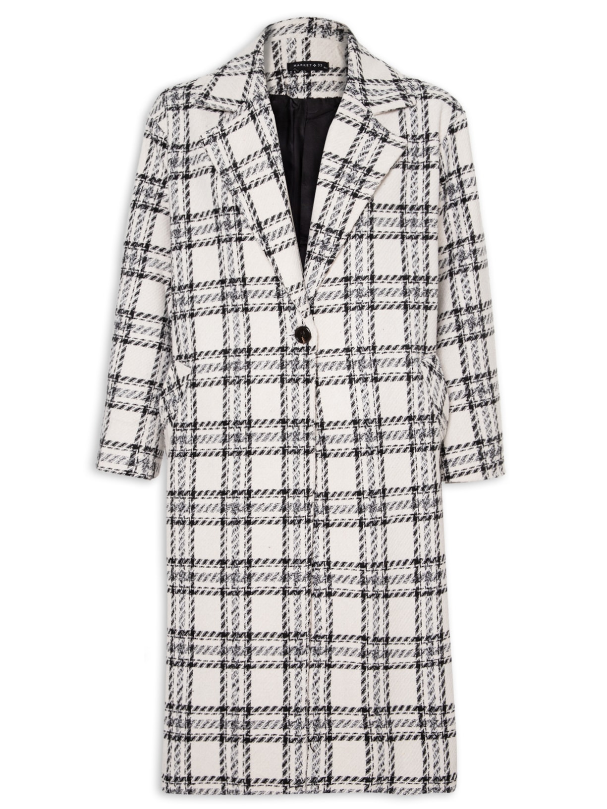 Casaco Feminino Trench Coat Xadrez - Preto