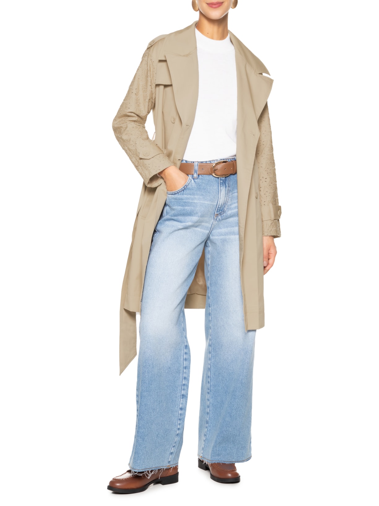 Jeans Sobretudo Feminino Tecido Leve Le Lis Casaco Feminino Trench