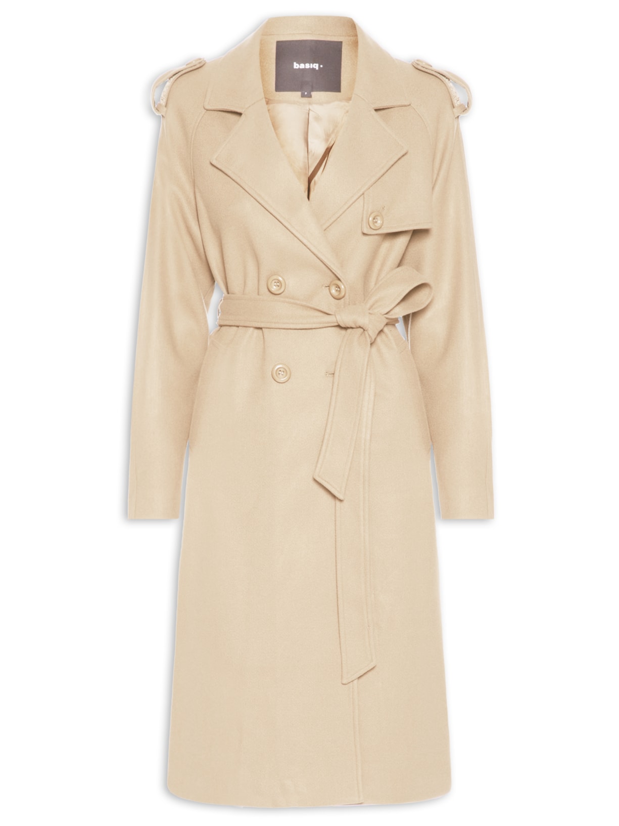 Casaco Feminino Trenchcoat Alongado Com Bolso - Bege