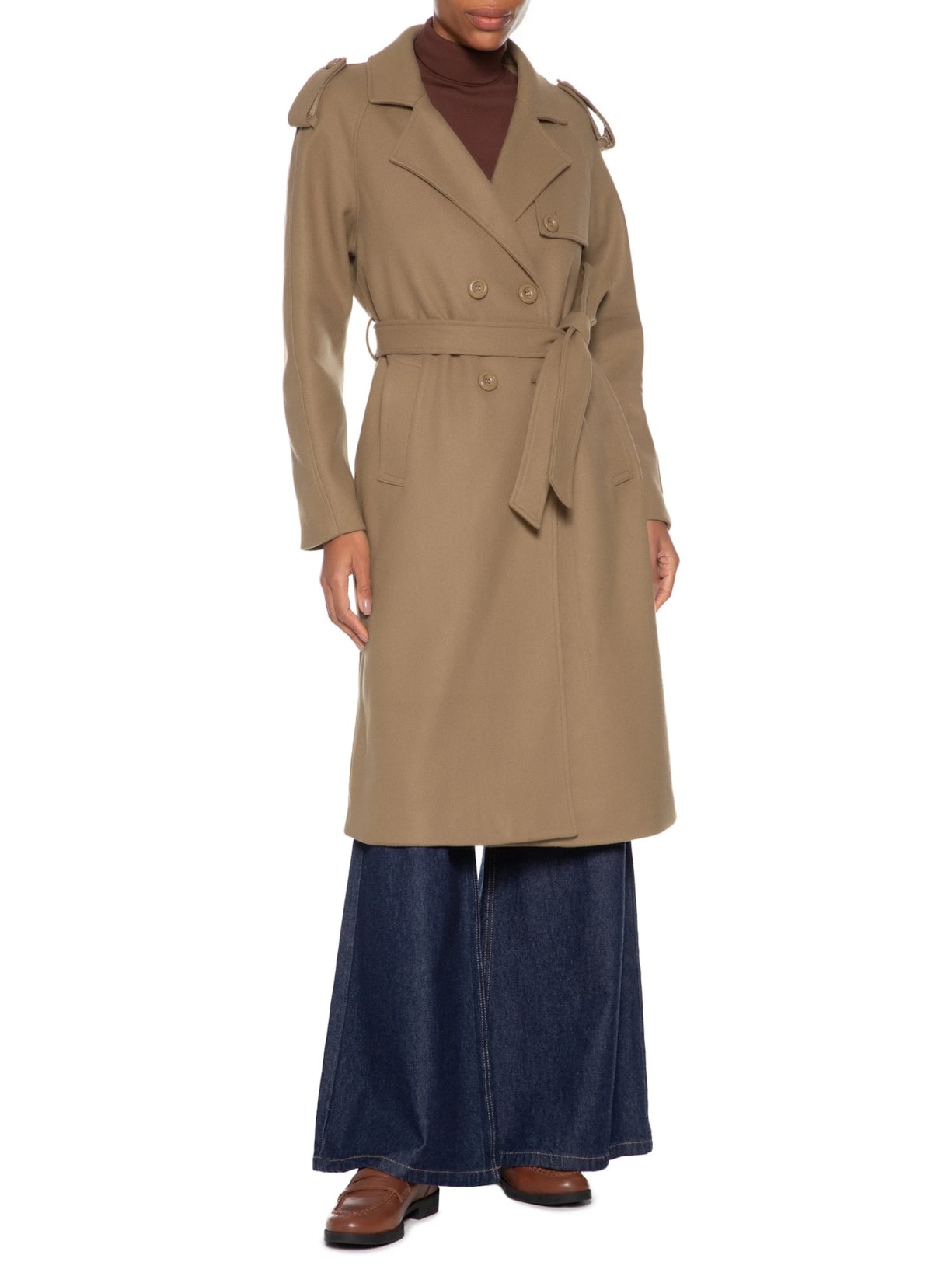 Casaco Feminino Trenchcoat Alongado Com Bolso Bege Basiq