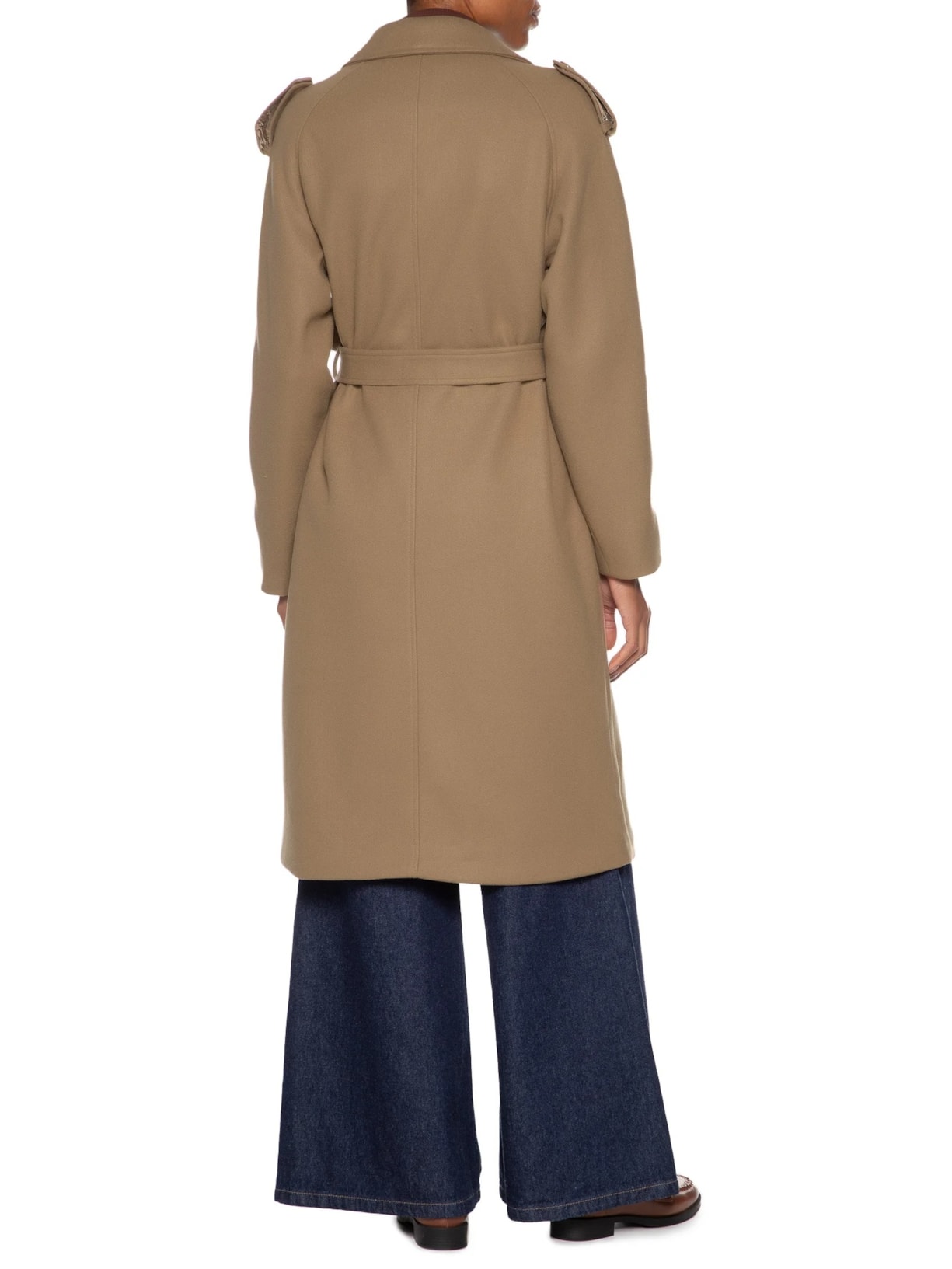 Casaco Feminino Trenchcoat Alongado Com Bolso Bege Basiq