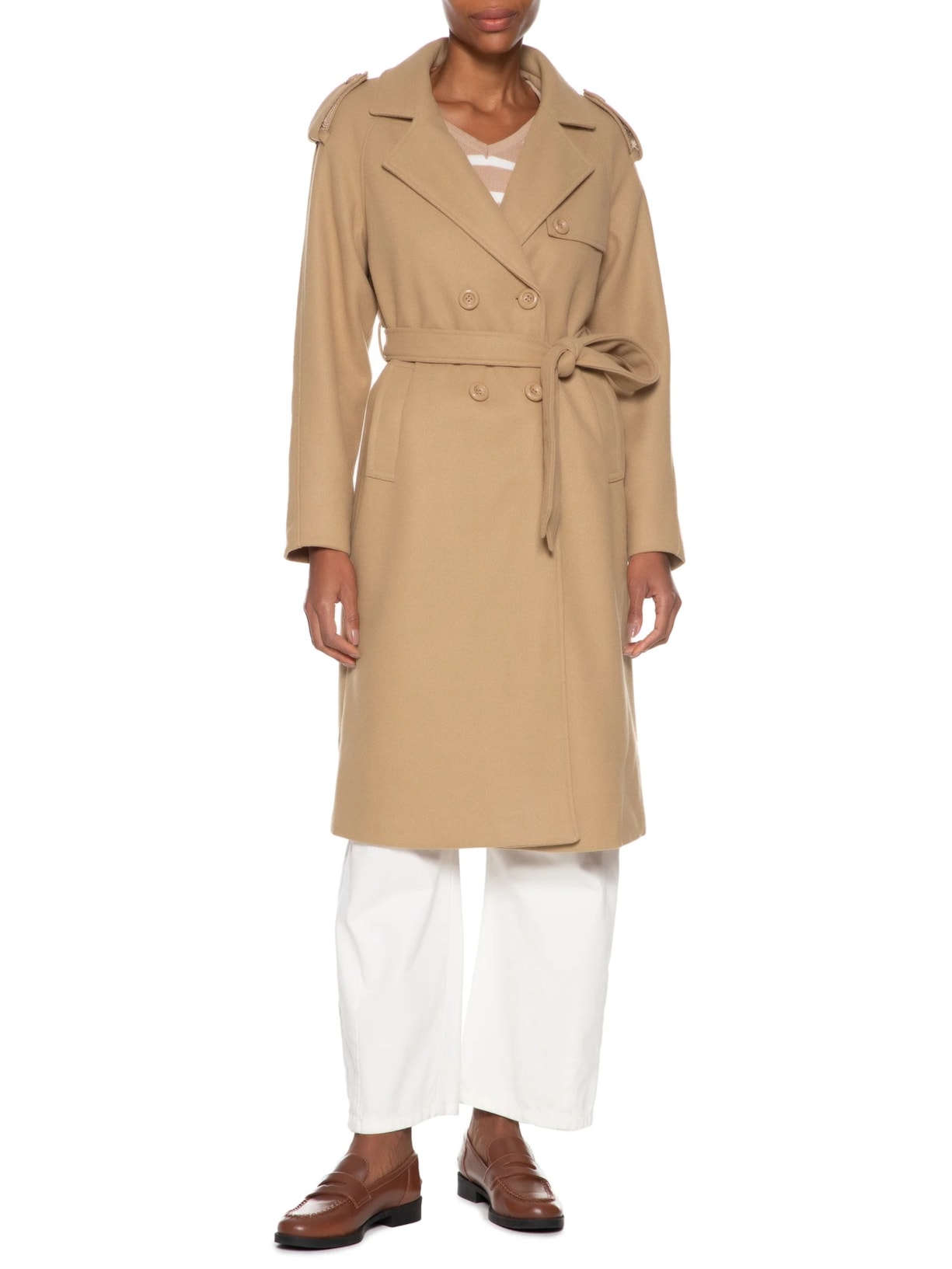 Casaco Feminino Trenchcoat Alongado Com Bolso Marrom Basiq