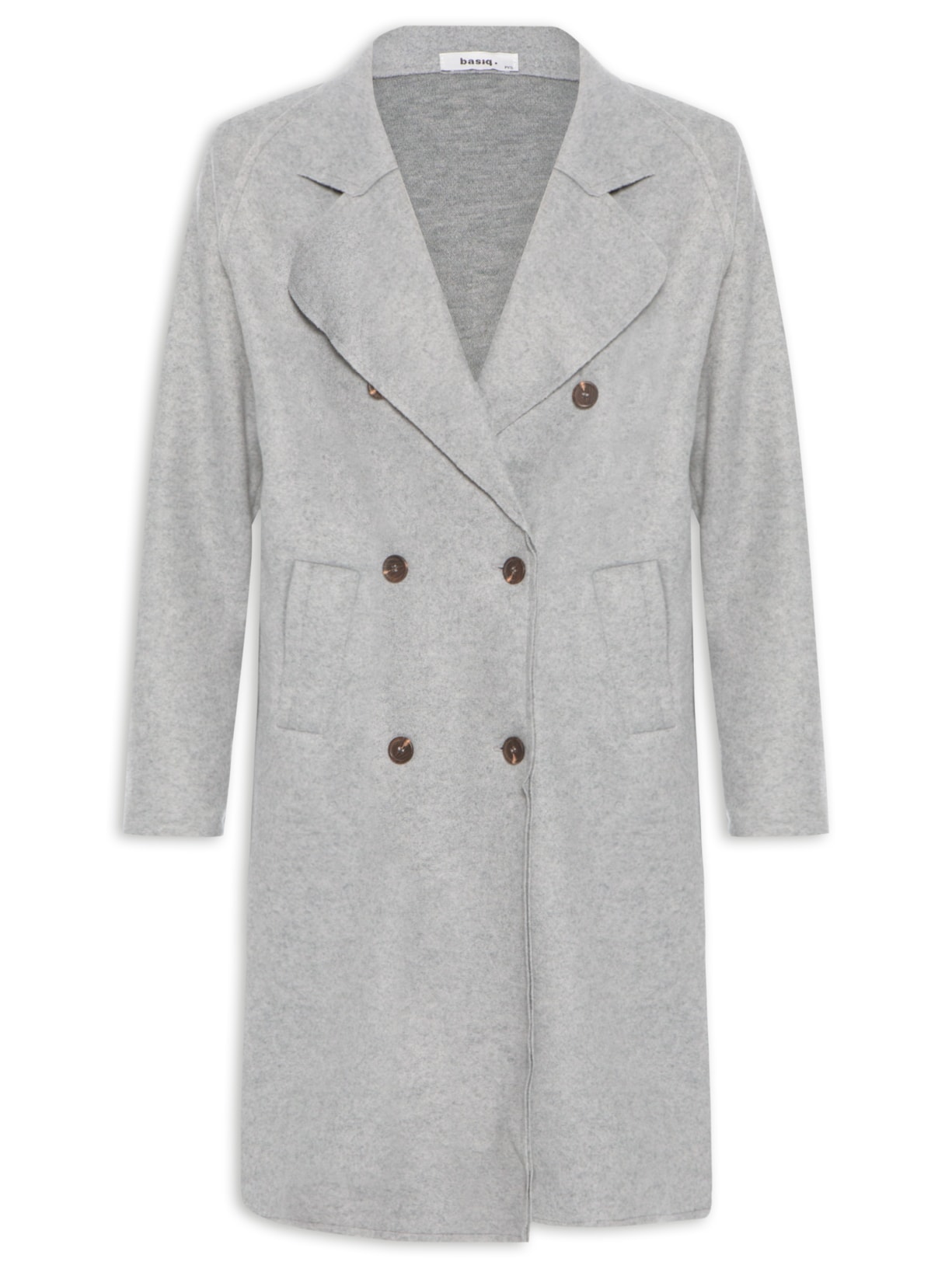 Casaco Feminino Trenchcoat Básico Alongado - Cinza
