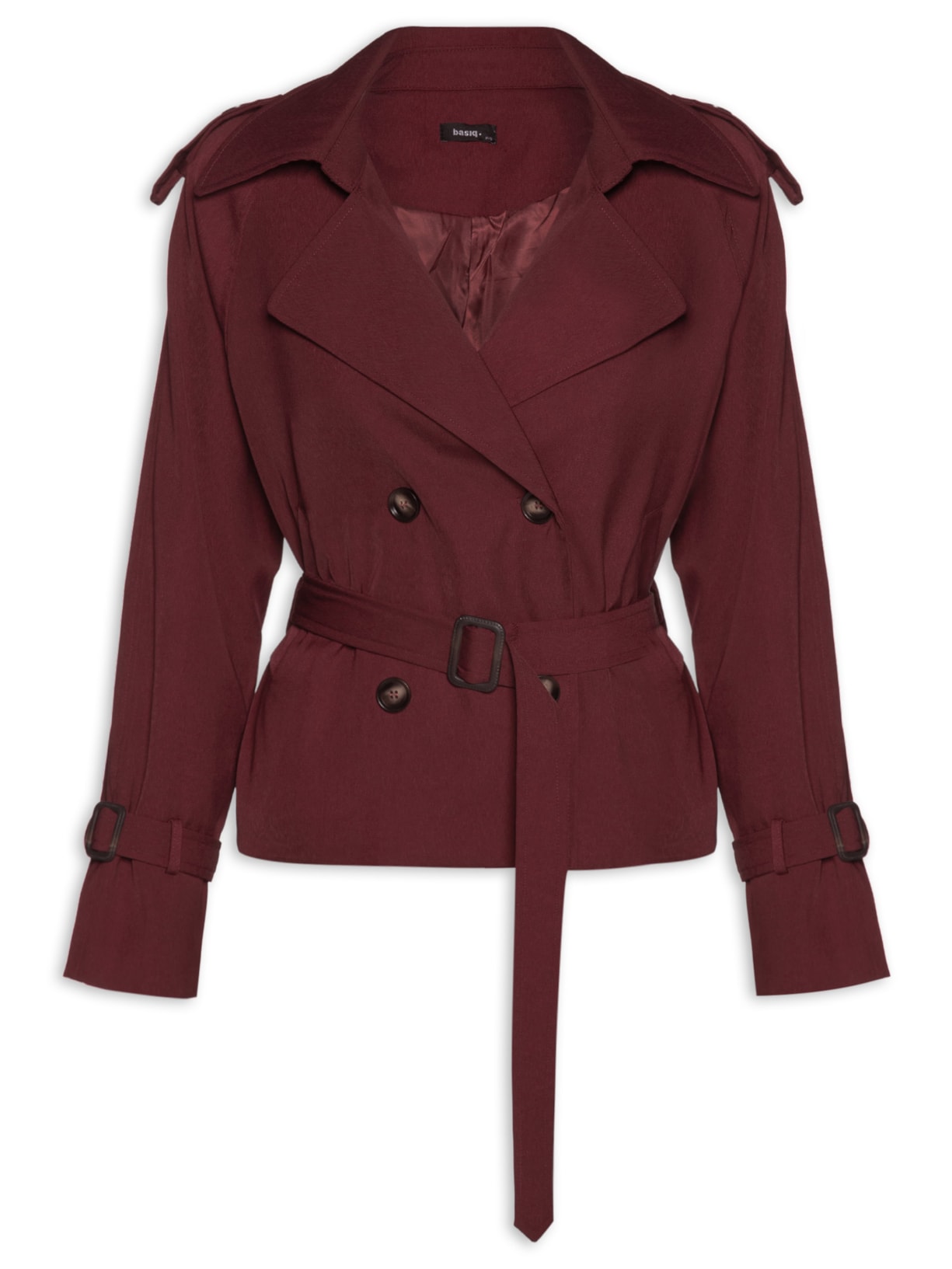 Casaco Feminino Trenchcoat Curto Com Amarração - Vinho