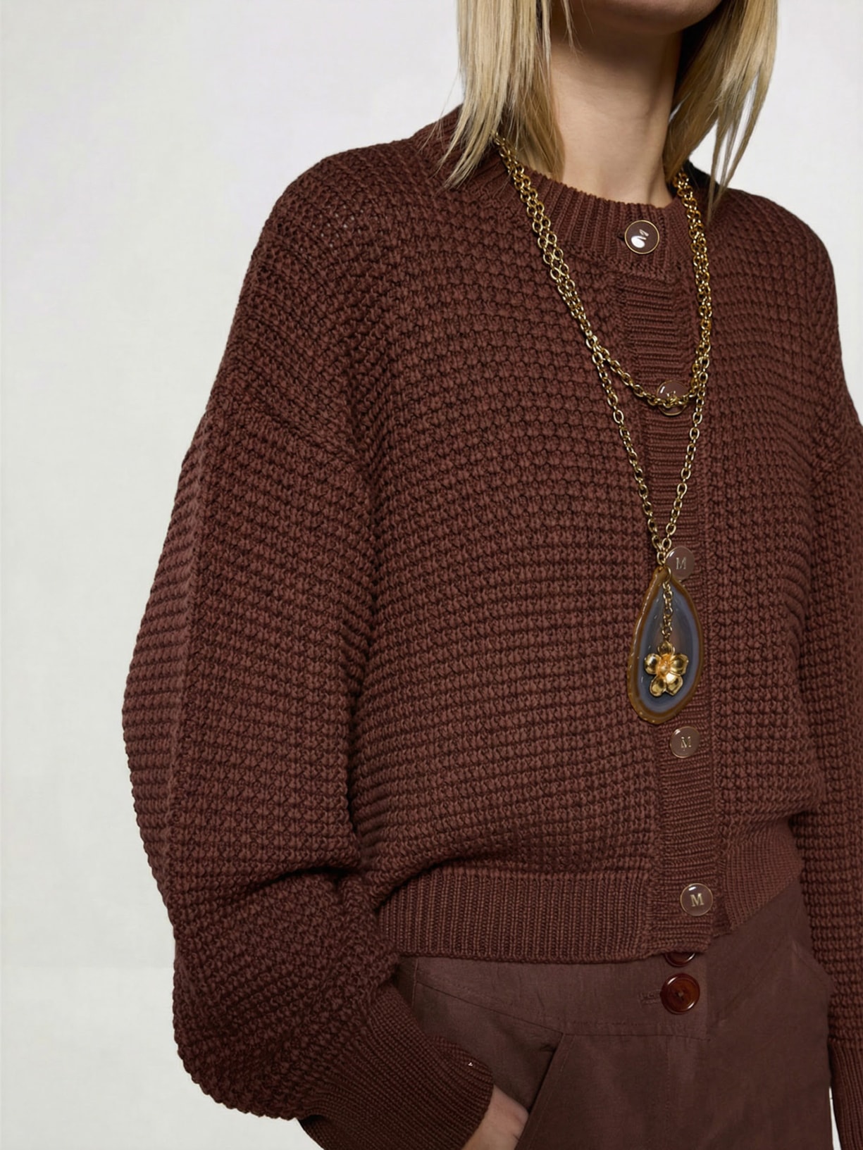 Casaco Feminino Tricot Austria I26 Marrom Mixed