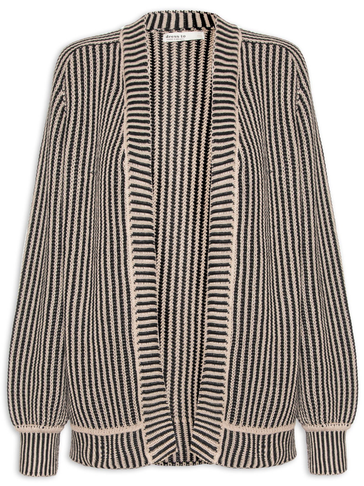 Casaco Feminino Tricot Bicolor - Preto