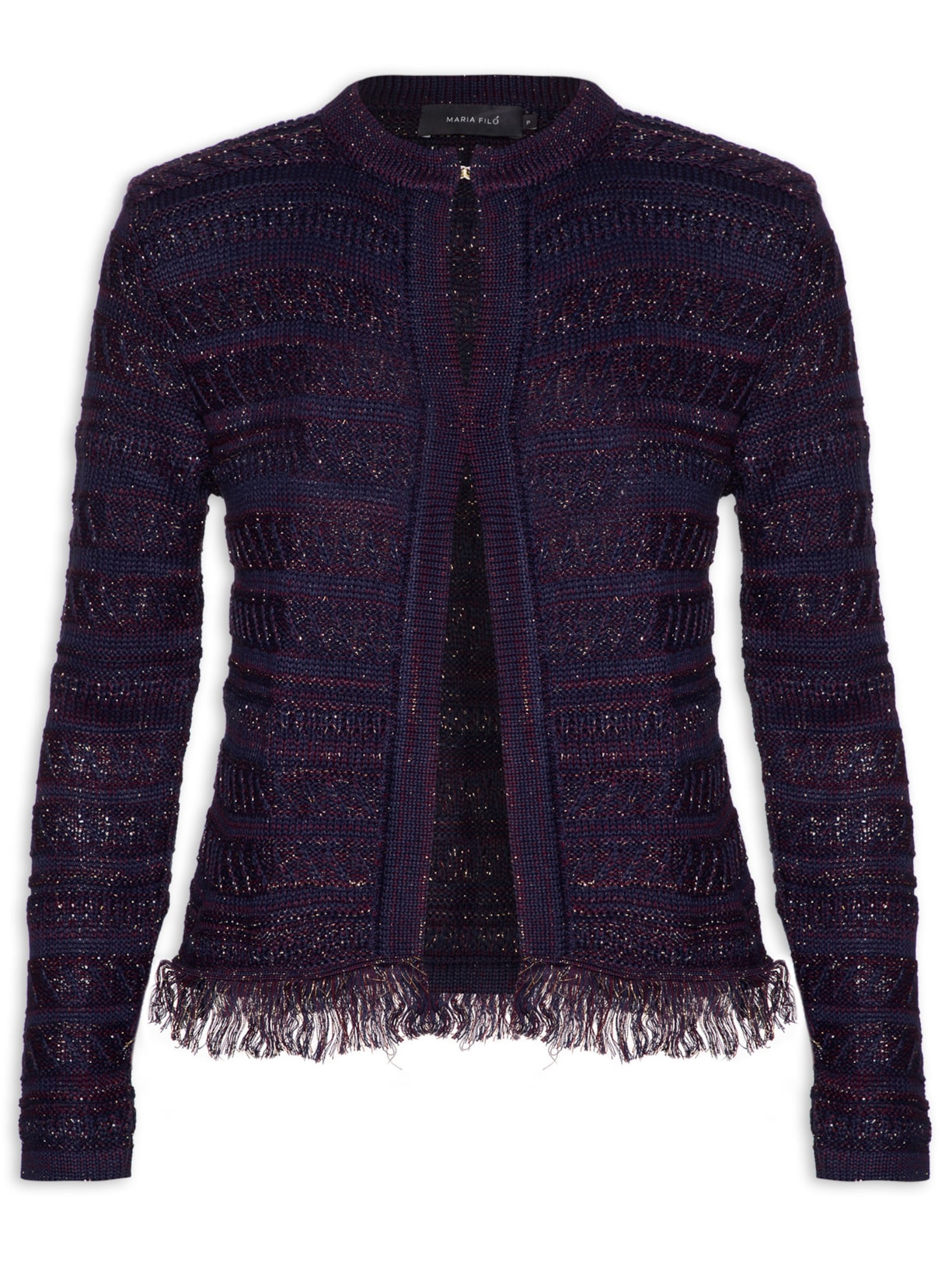 Casaco Feminino Tricot Chanel Mix De Fios - Azul