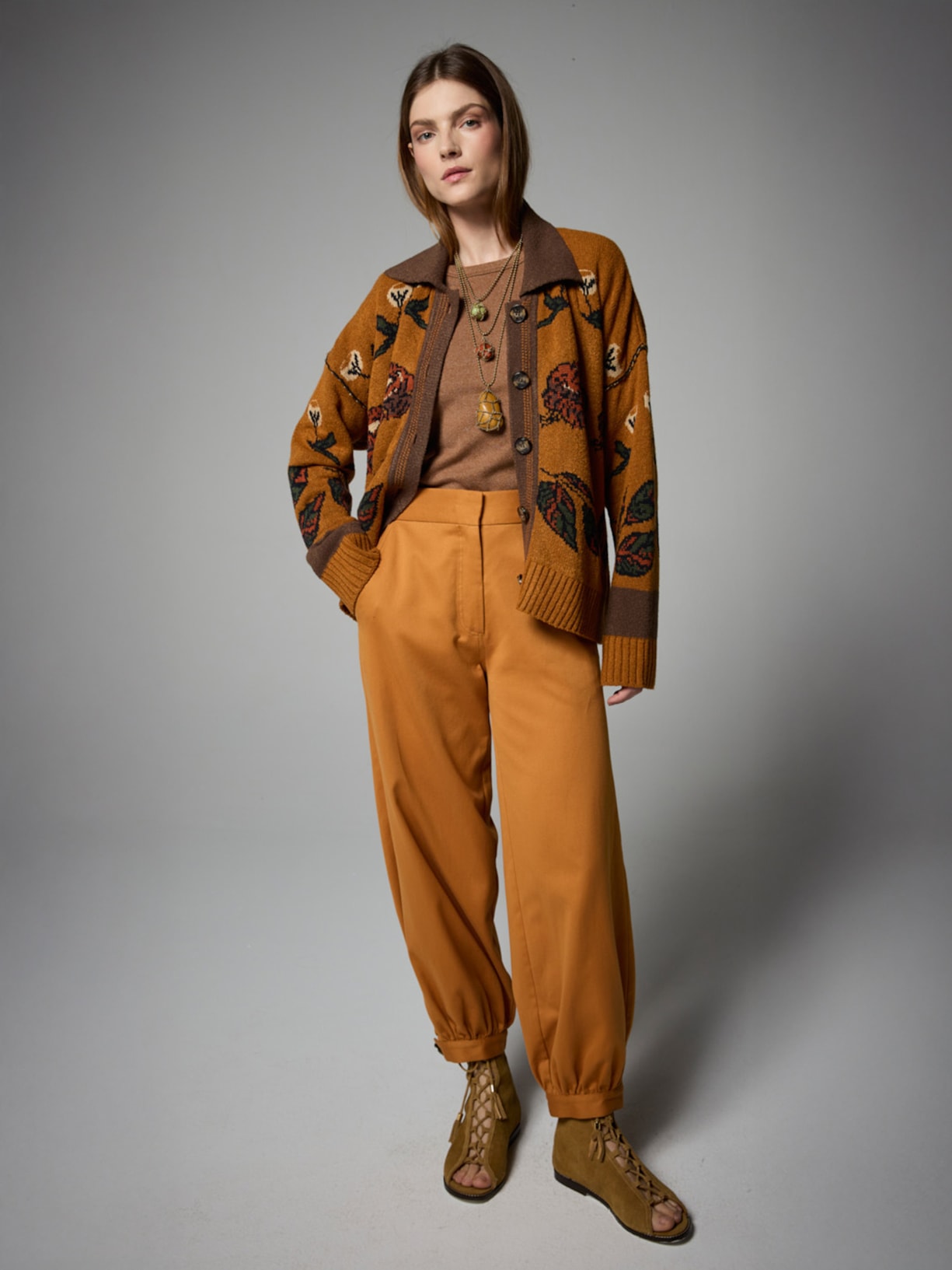 Casaco Feminino Tricot Flower Wood I26 Laranja Mixed