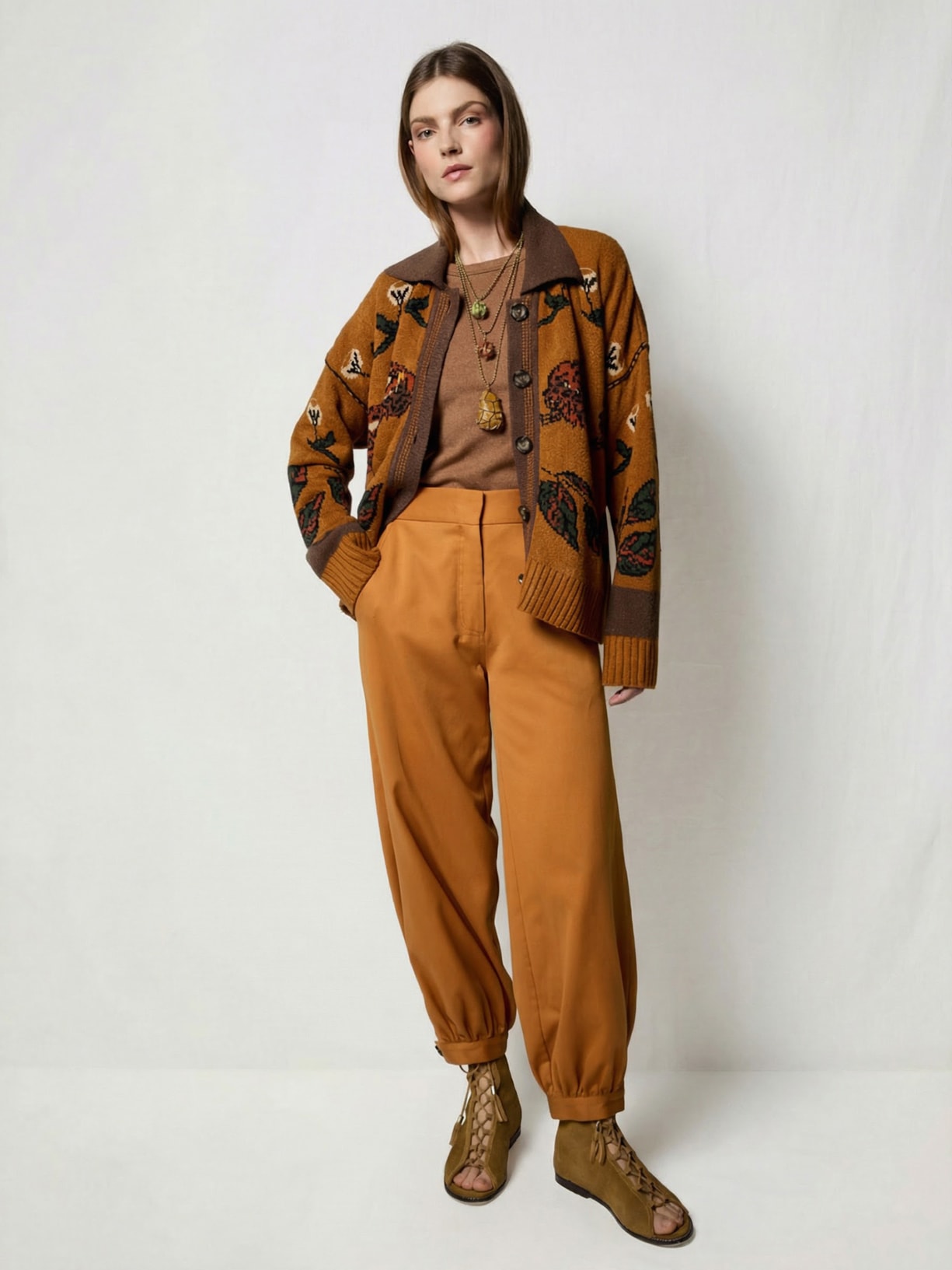 Casaco Feminino Tricot Flower Wood I26 Laranja Mixed